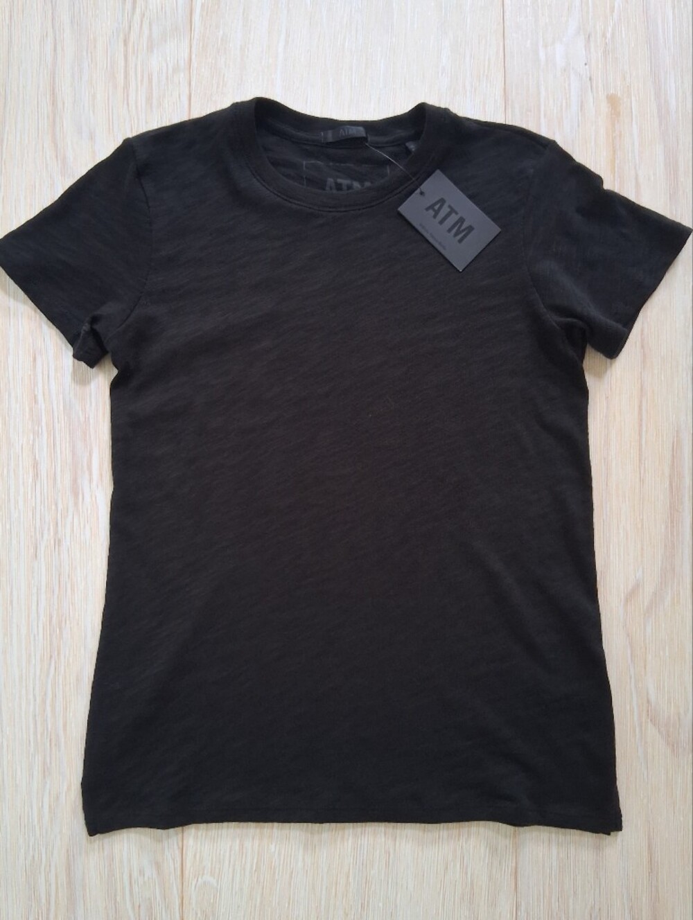 ATM Anthony Thomas Melillo Slub Jersey Schoolboy Black Short Sleeve Neck Tee